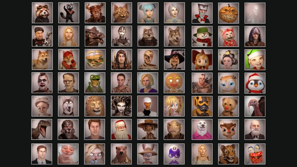 Face rig avatar selection
