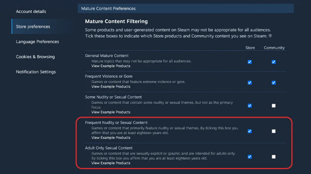 Best most popular porn games on steam mature content preferences screenshot