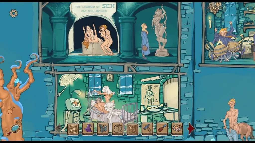 Perky little things orgy in the chamber of sex