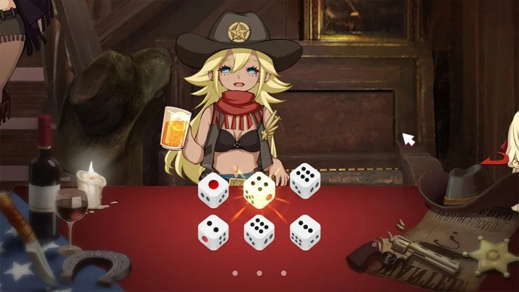 West sweety sexy cowgirl playing dice