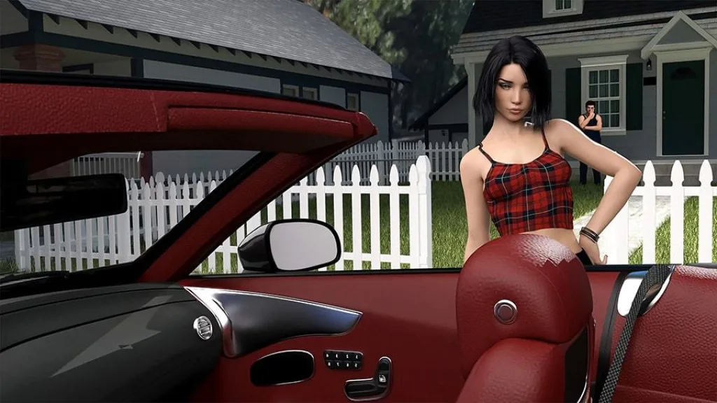 Acting lessons sexy brunette next to her car