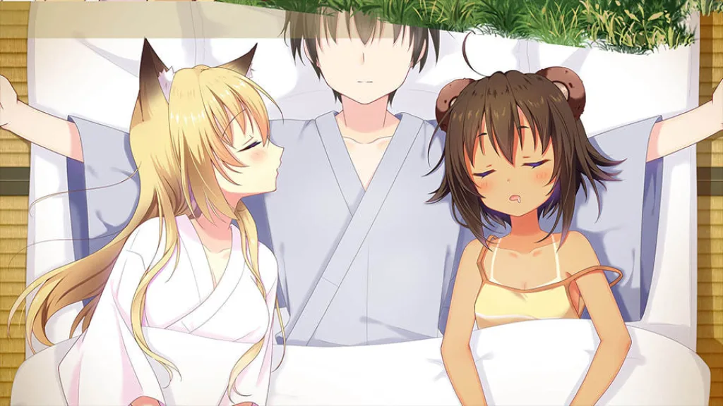 Wabisabi waking with two girls