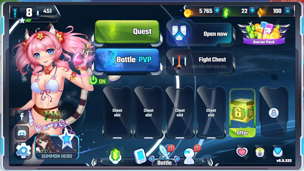 Cosmic Shock League Game Menu