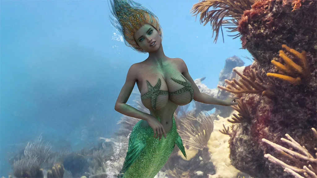 Battle of the bulges big boobed mermaid
