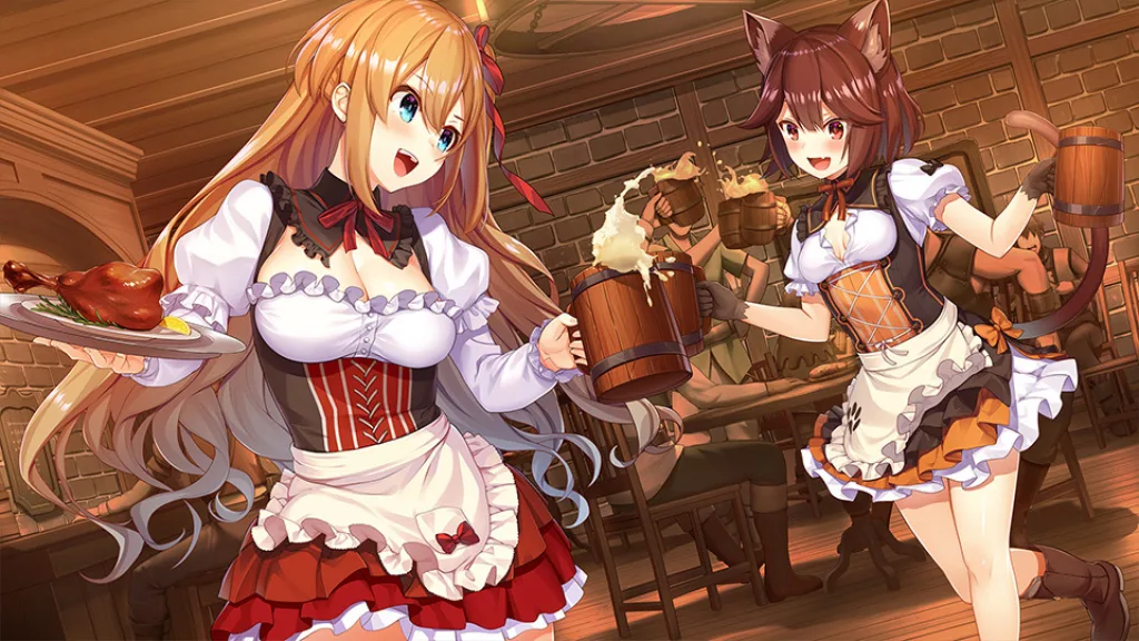 Fantasy tavern sextet maids in a tavern