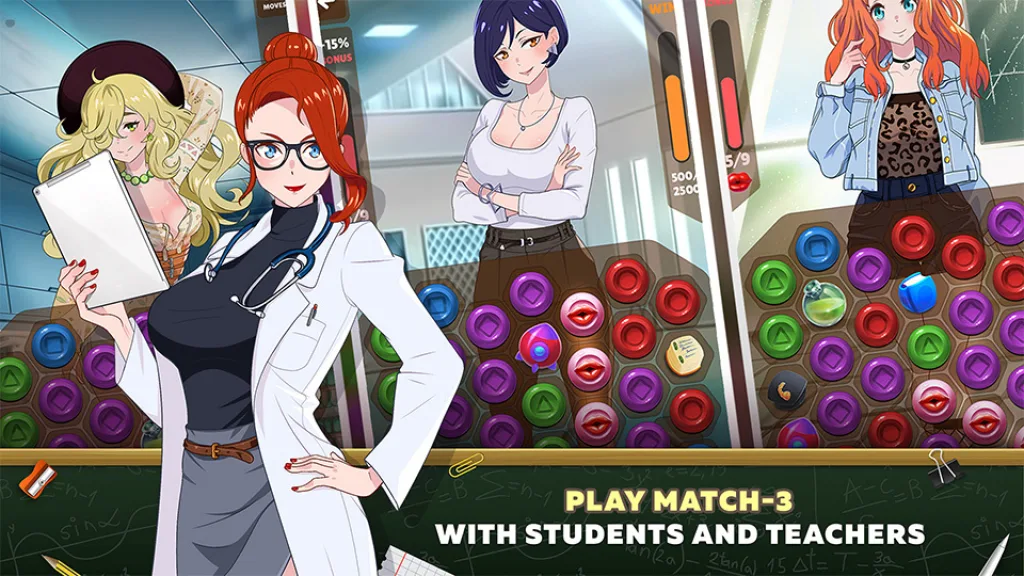 Love academy match3 with students and teachers
