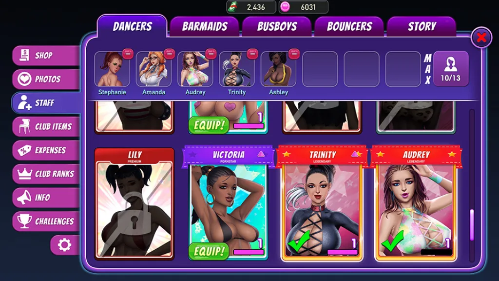 Gentlemens club dancers